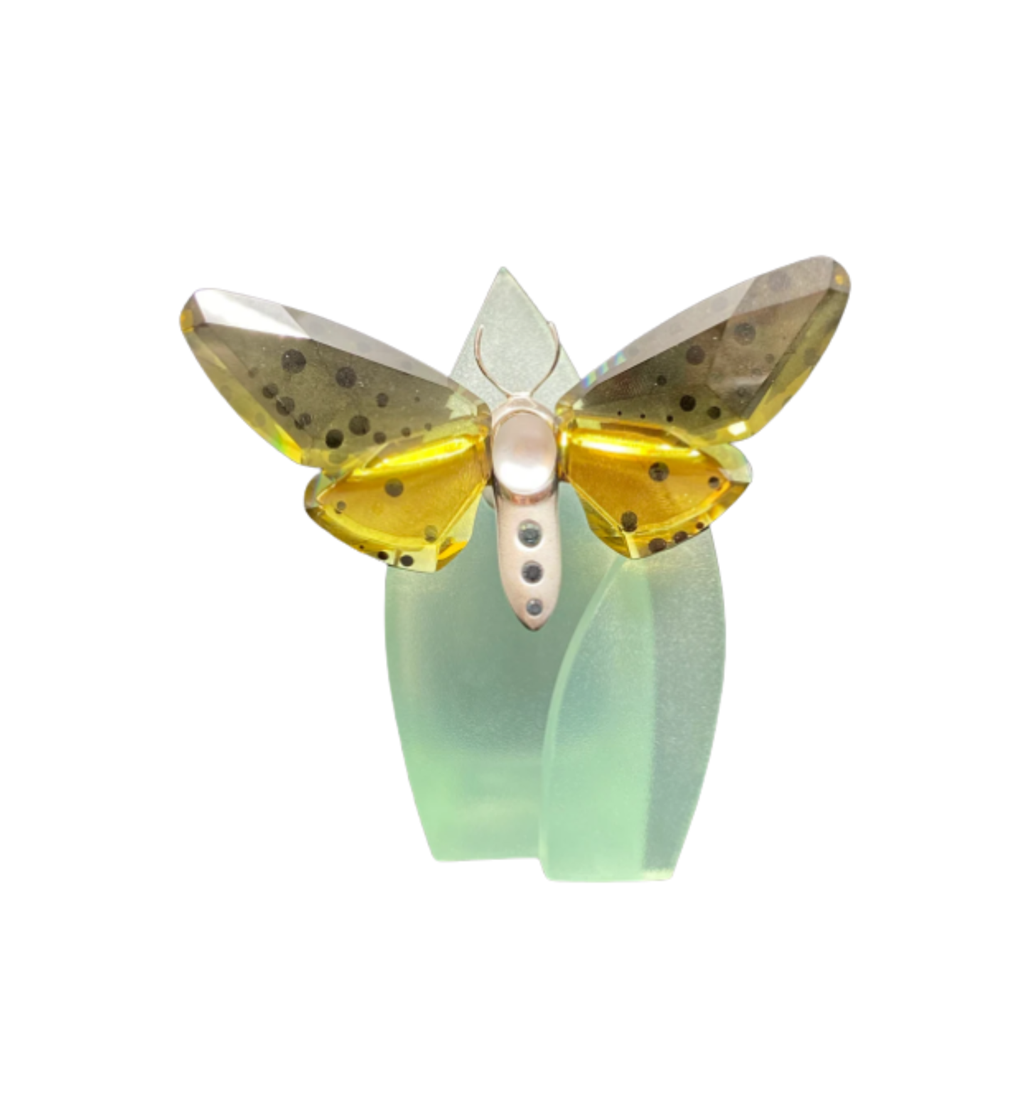 Swarovski Amorita Jonquil Butterfly on Acrylic Leaf Display (Q5GU34)