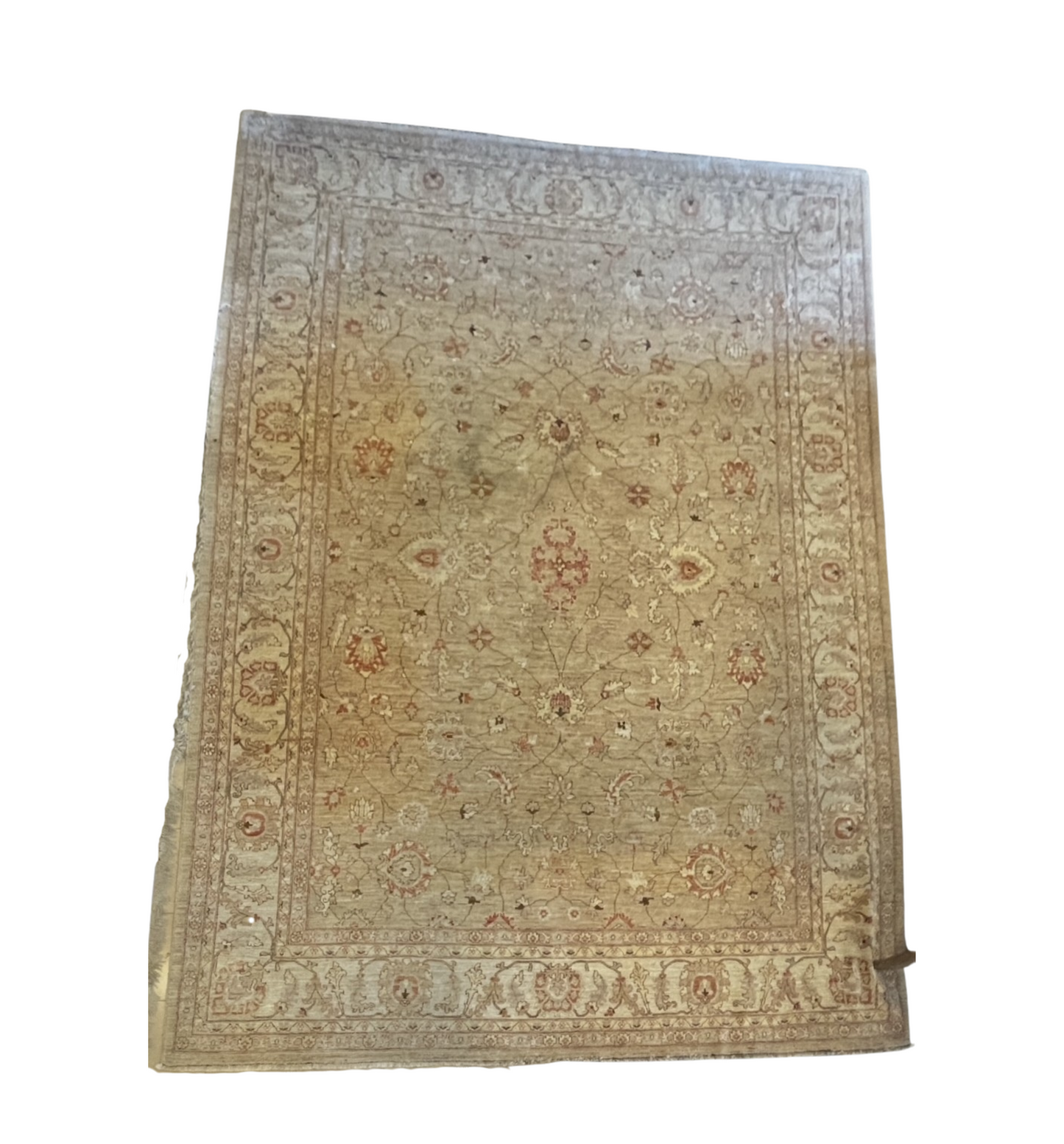 HK Rug, Neutrals and faded coral 12'8" x 9'1" AS IS (0FO006)