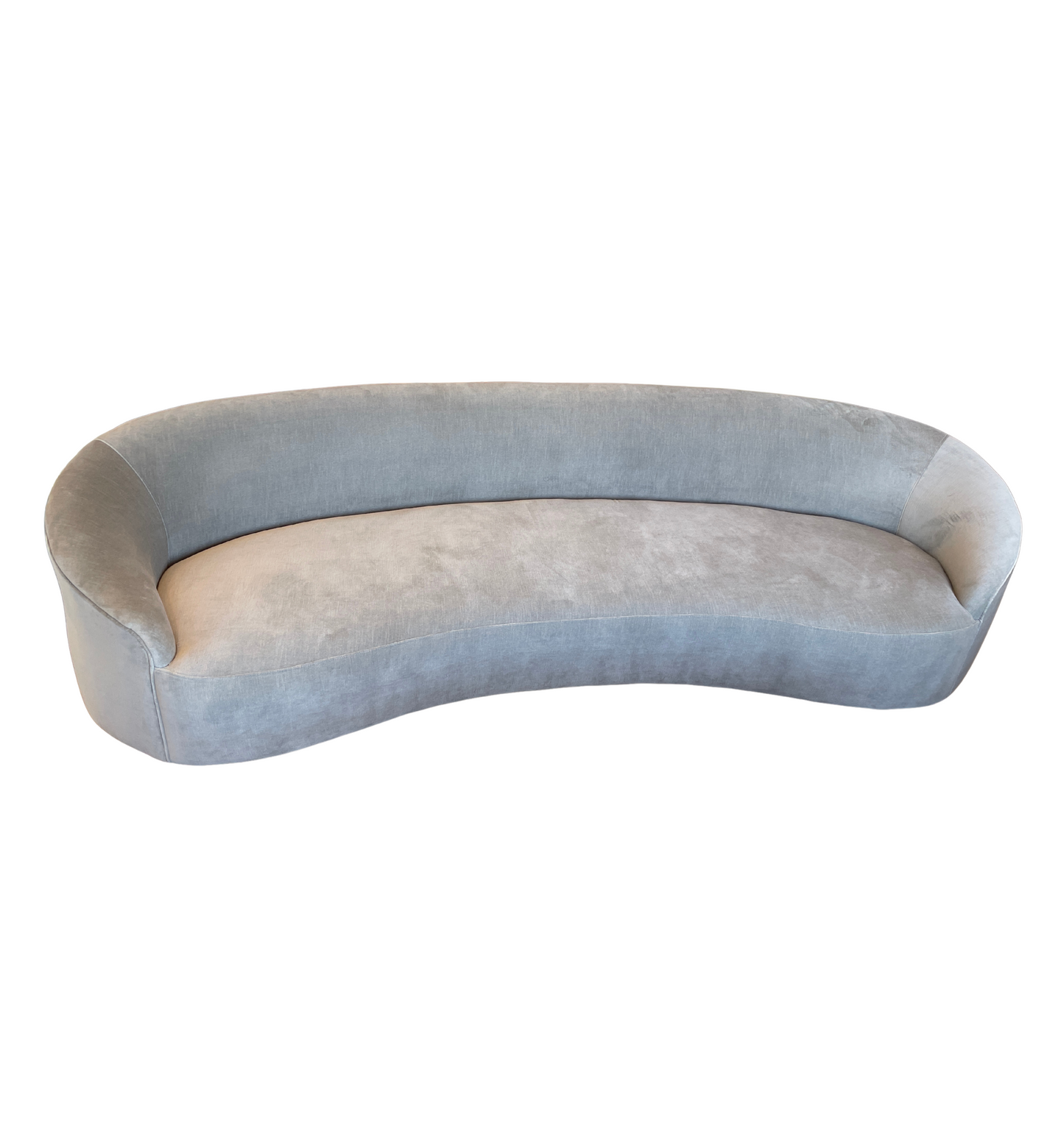 Custom Gray Velvet sofa attr to Restoration Hardware 1950s Shelter (0G000T)