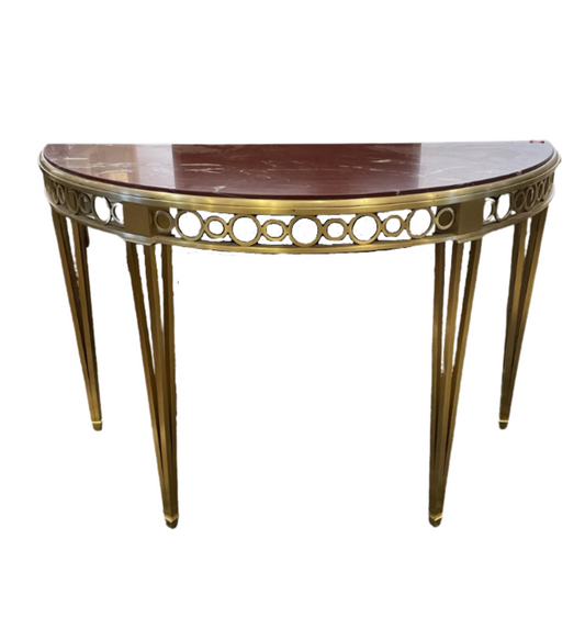 Marble and Brass Demilune Console (1GCA1J)
