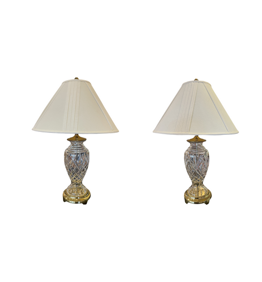 Pr. Waterford Lamps with Custom Shades (0HB001)