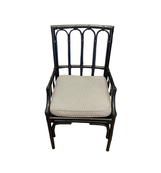 Black bamboo chair, stripe cushion (0H000U)