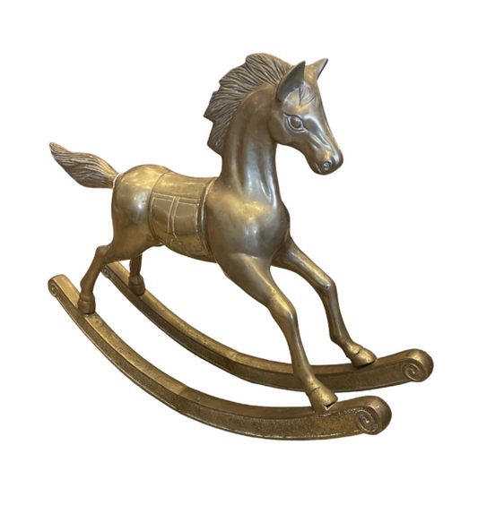 Vintage Brass Large Rocking Horse (Ralph Lauren Style) (0CH002)