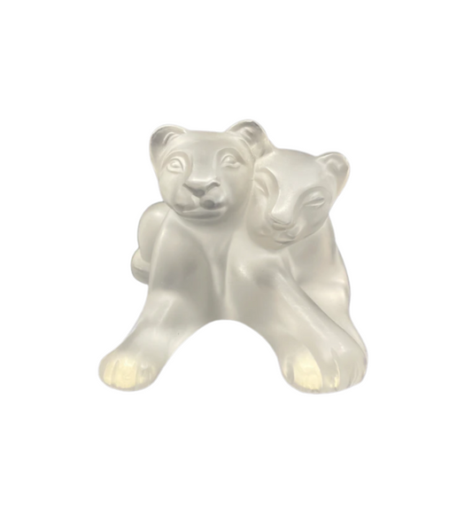 Lalique Lion Cubs, a Pair (03001W)
