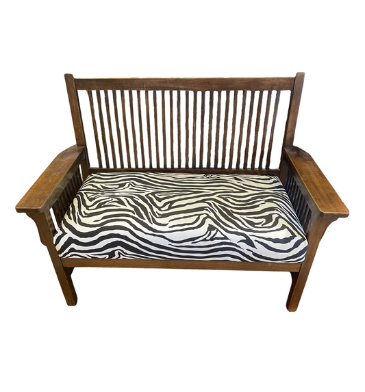 Mission Bench with Zebra Vinyl Upholstery (0H3002)