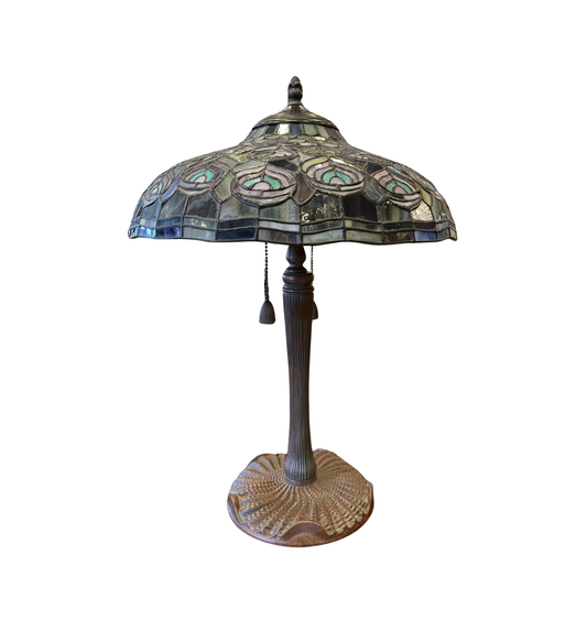 Peacock pattern slag glass lamp (01X007)