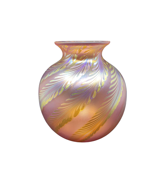 Stephen Correia Feather pull Hand Blown Vase in Rose (0I000D)