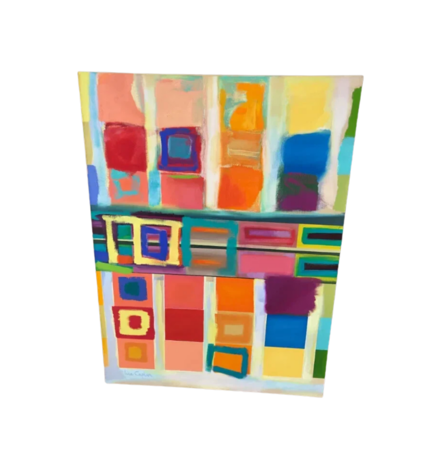 Lisa Caplan "Triads" Acrylic on Canvas Abstract, Signed (22952)