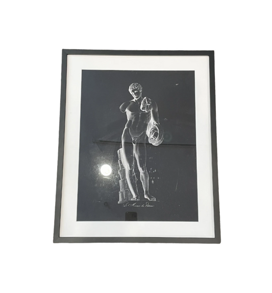 Restoration Hardware "Engraving of Greek Male Nude 2 - Black" Print (J6L9EG)