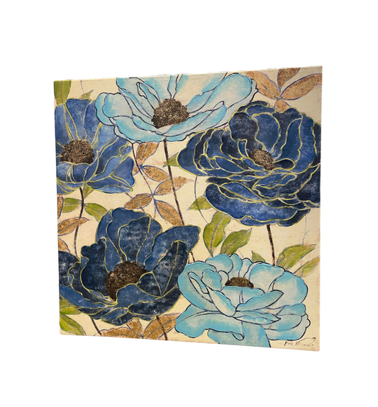 F DuVilleneuve Giclee Blue Floral on Canvas (0GT002)