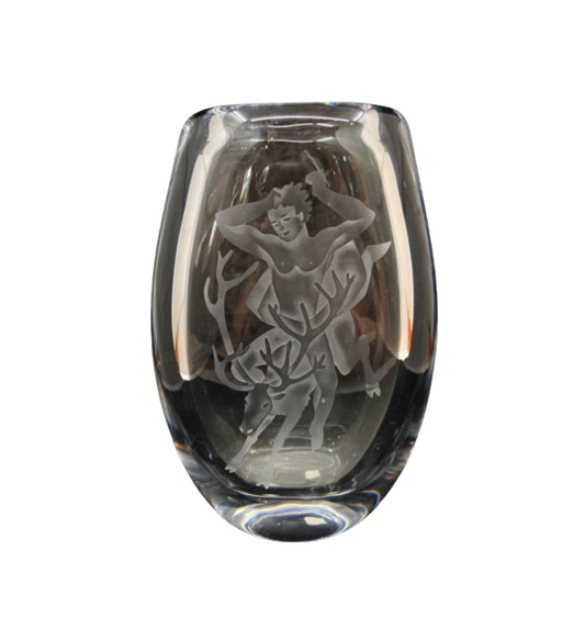 Orrefors Man on Stag Vase (S87D5D)