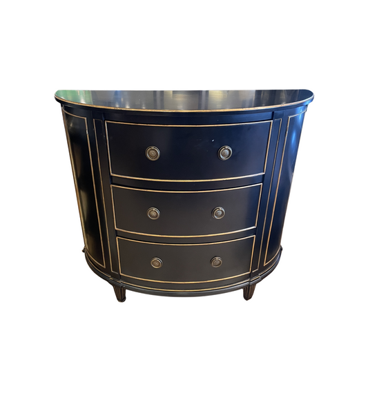 Ethan Allen Stratton Black and Gilded Demilune Chest (05S00O)