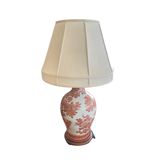 Fujita Kutani Hand Painted Floral Table Lamp in Orange (0HP006)