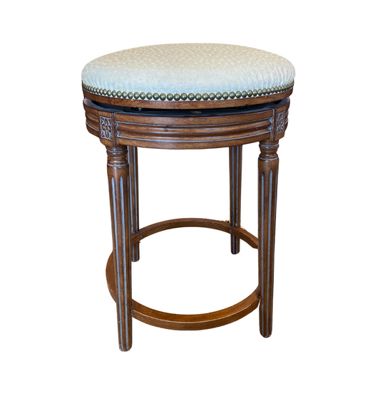 Ostrich Leather Swivel Counter Height Stool, As Is (Four available) (0G0014)