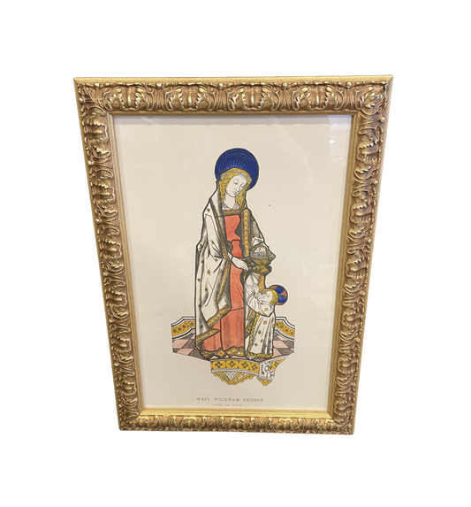 IG Waller "West Wickham Church" Stained Glass Engraving Virgin and Child (0G000J)