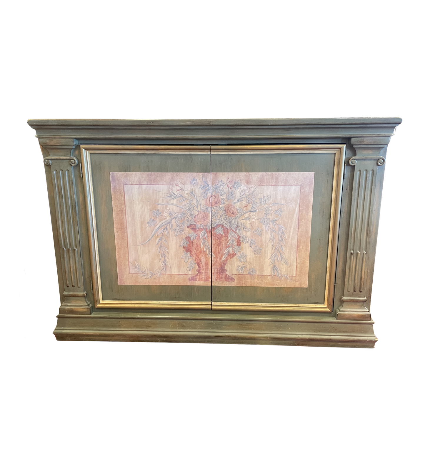 Faux Finished Buffet with Floral Design, as is (0GW008)