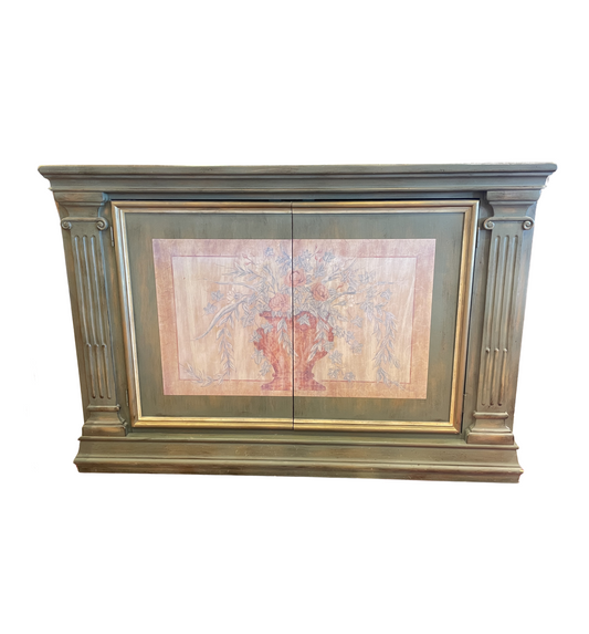 Faux Finished Buffet with Floral Design, as is (0GW008)