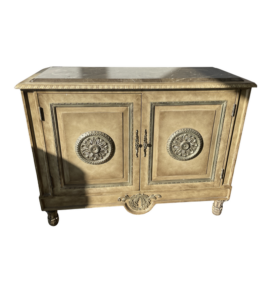 Faux Finished Console Cabinet with Marble inset top, AS IS (0GW009)