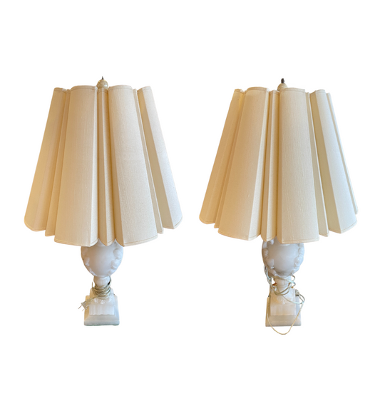 Pr. Vintage Alabaster Urn Lamps, as is (0GV002)