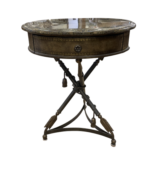 Outlook Faux Stone Round end table, AS IS (0GW00A)