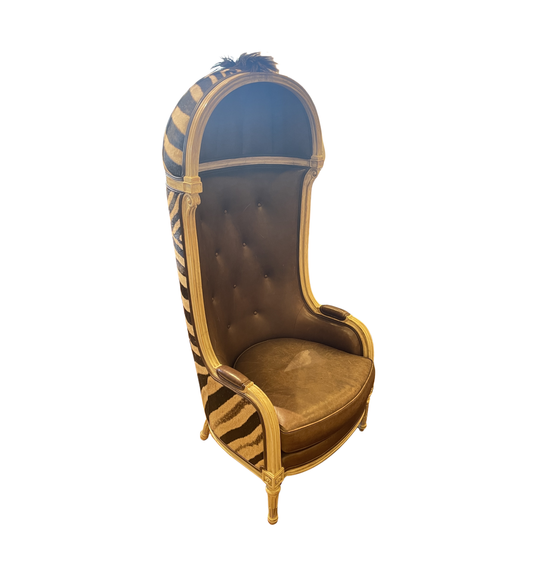 Interior Crafts Zebra Hide and Leather Porter Chair (Balloon Chair) (0HI001)