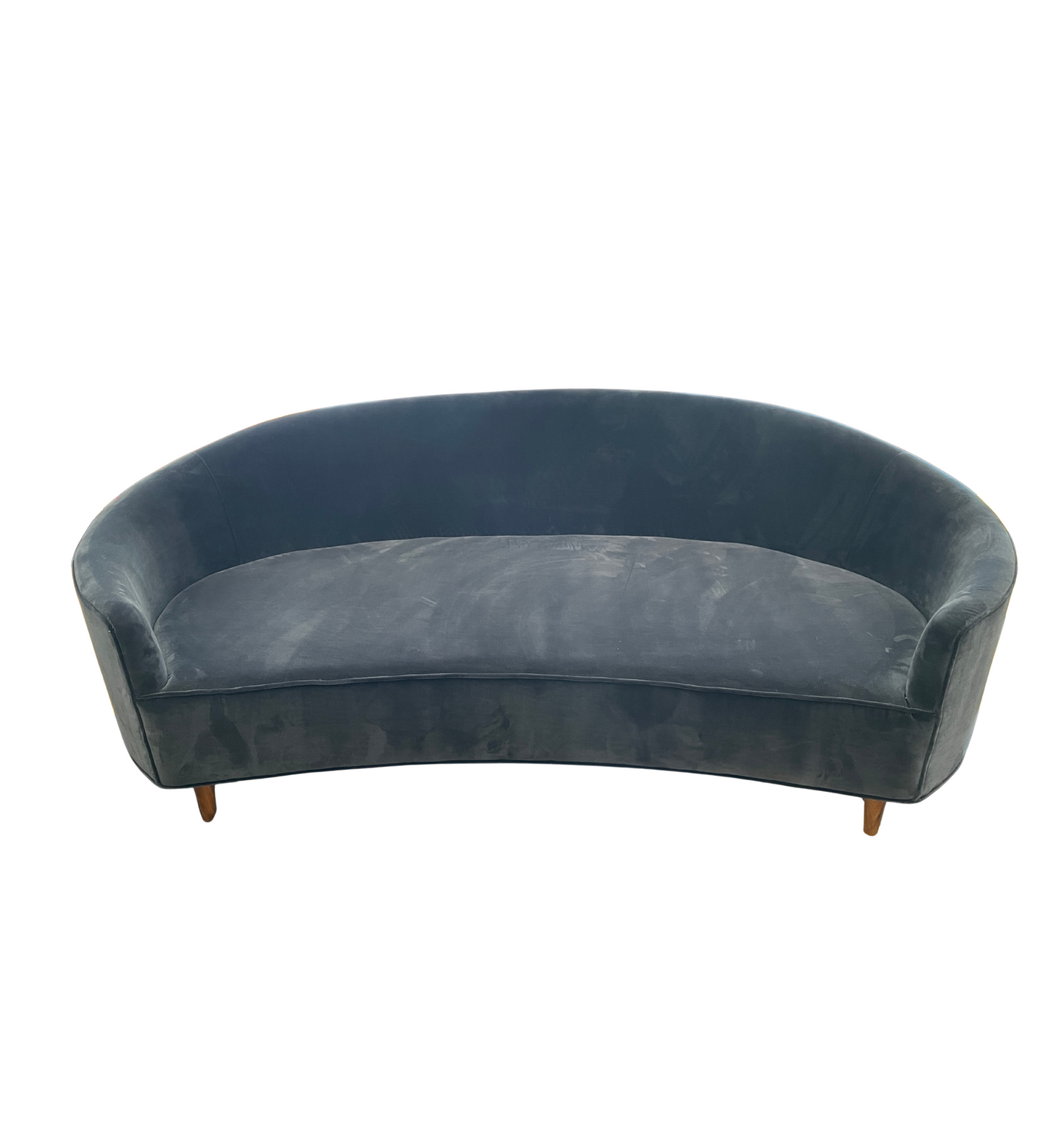 Custom Blue Sofa on Walnut Pegged Legs (0G000W)