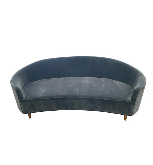 Custom Blue Sofa on Walnut Pegged Legs (0G000W)