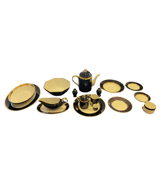 Fitz and Floyd Renaissance Black China Set (0D300C)