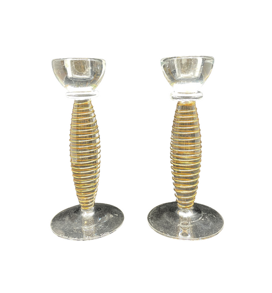Kosta Boda Epoque Spiral Candlesticks, a pair (0GS00E)