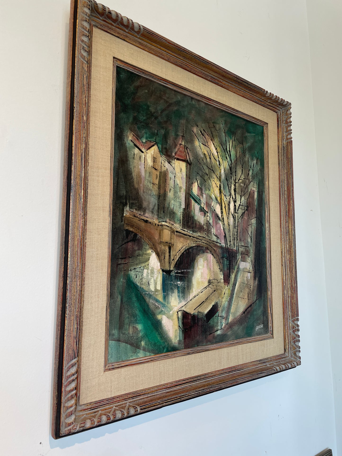 Midcentury Bridges in Bruges Oil on Canvas