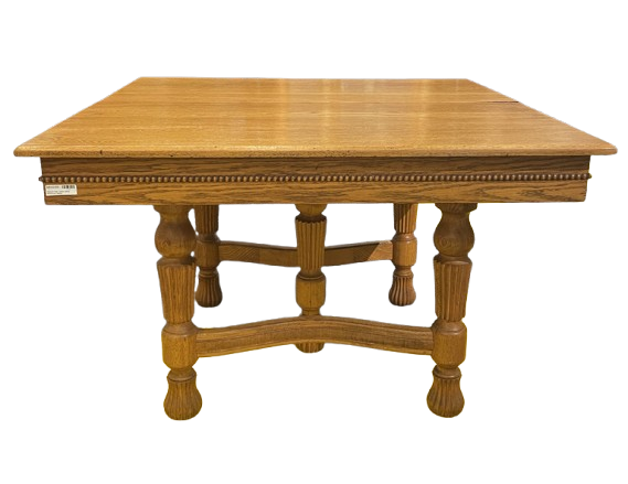Square Oak Table, Early American 1900s, 4x11" leaves