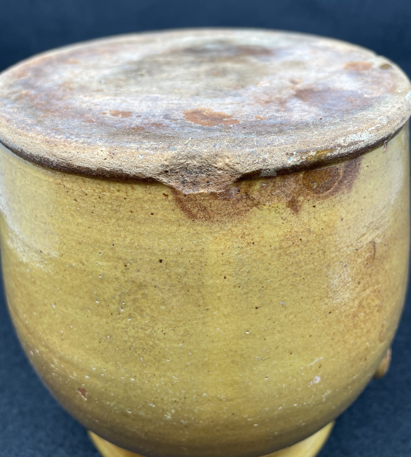 Small French Terracotta Confit Pot in Mustard (0JL01R)