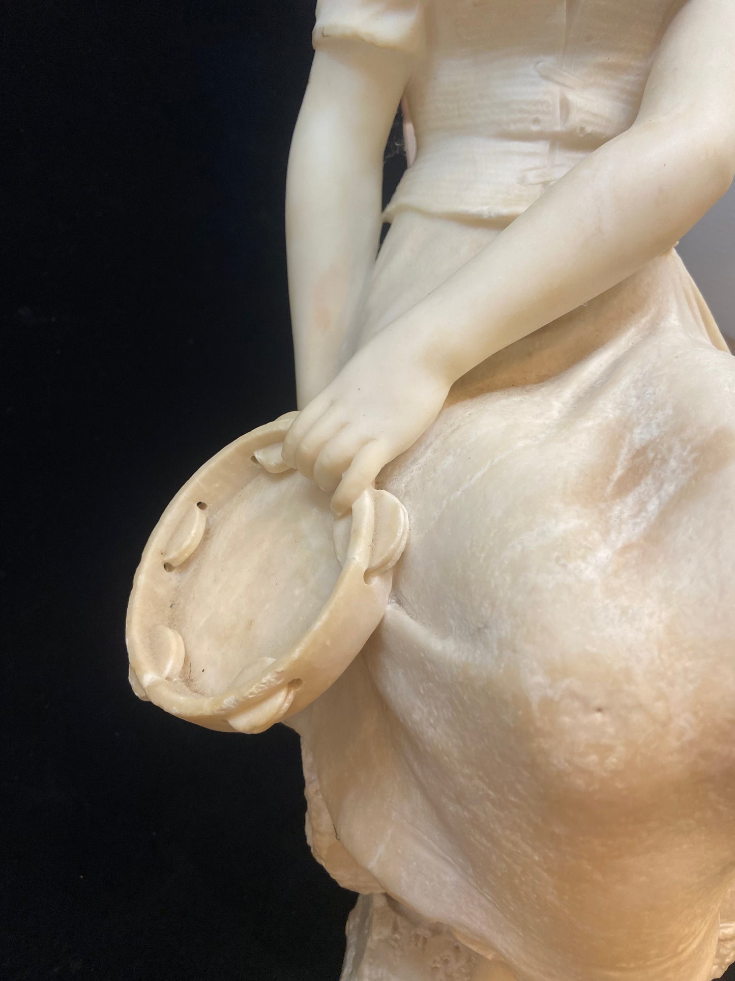 Alabaster Girl with Tambourine Statue (24176)