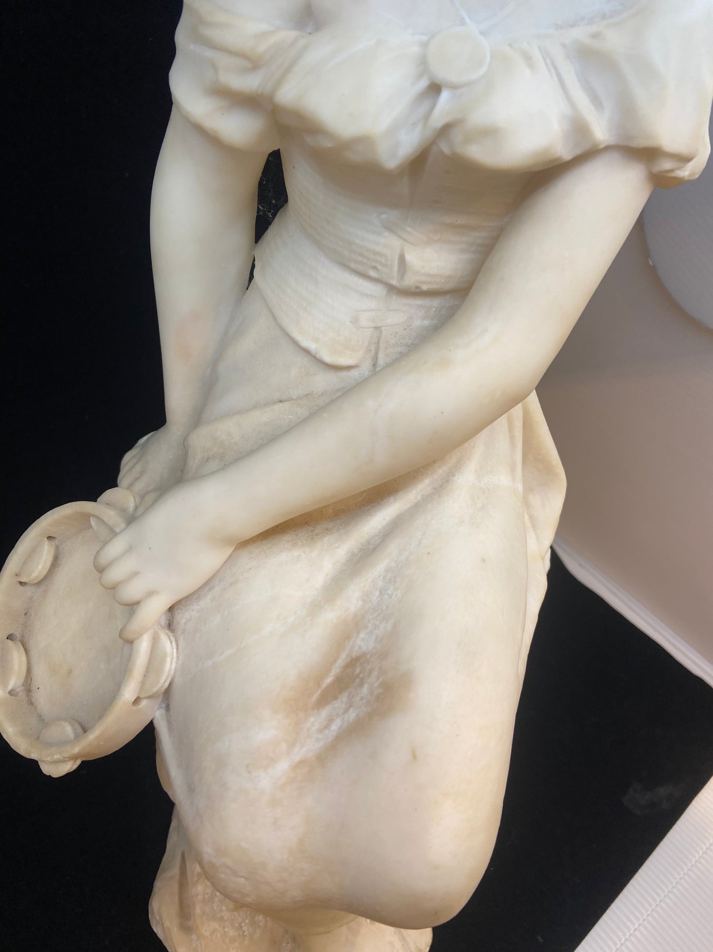 Alabaster Girl with Tambourine Statue (24176)