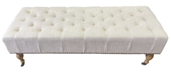 Restoration Hardware Tufted Linen Bench (0F1004)