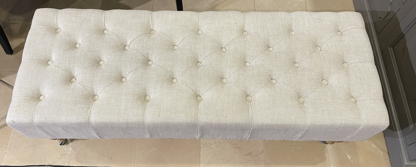 Restoration Hardware Tufted Linen Bench (0F1004)