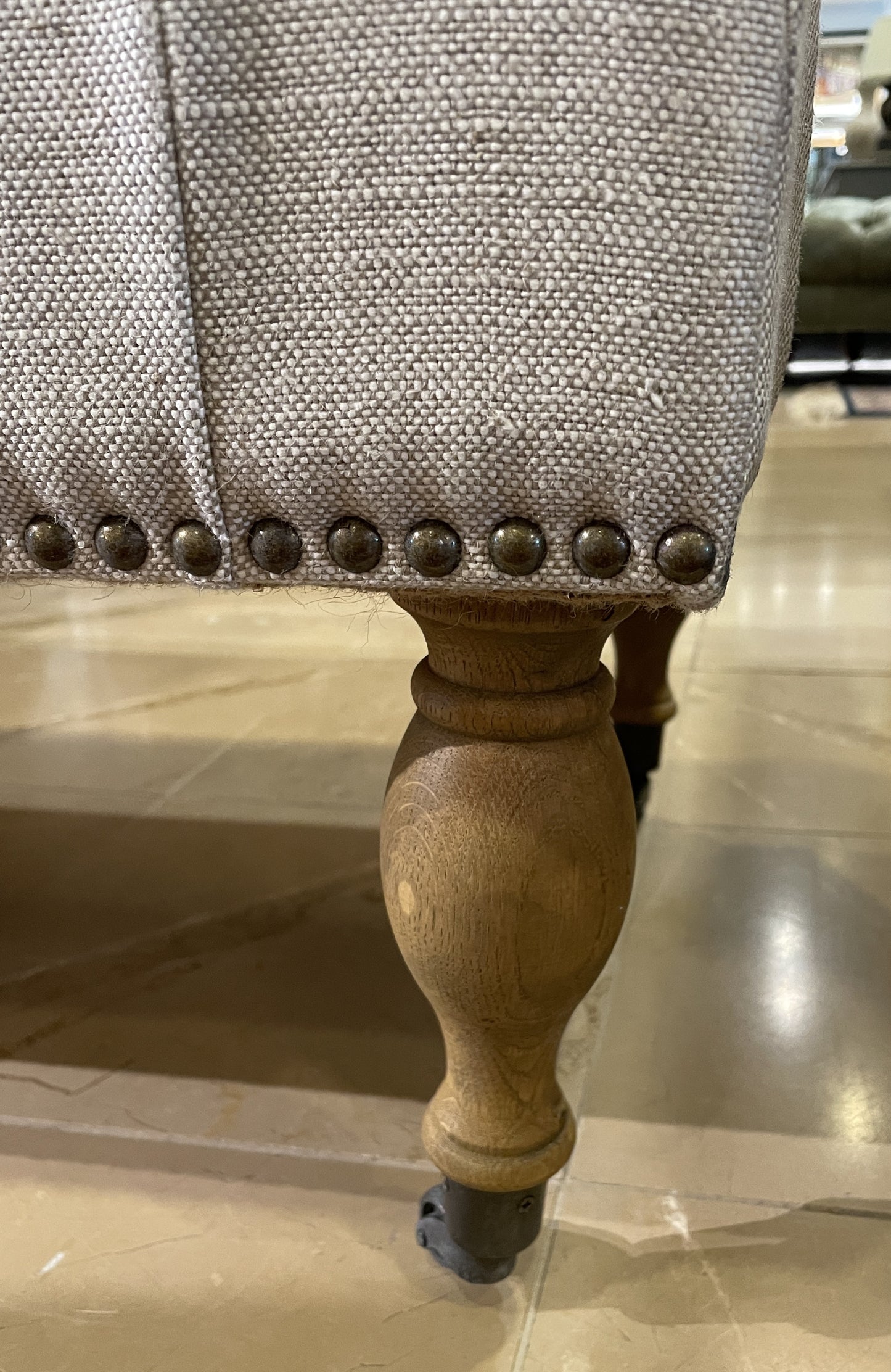 Restoration Hardware Tufted Linen Bench (0F1004)