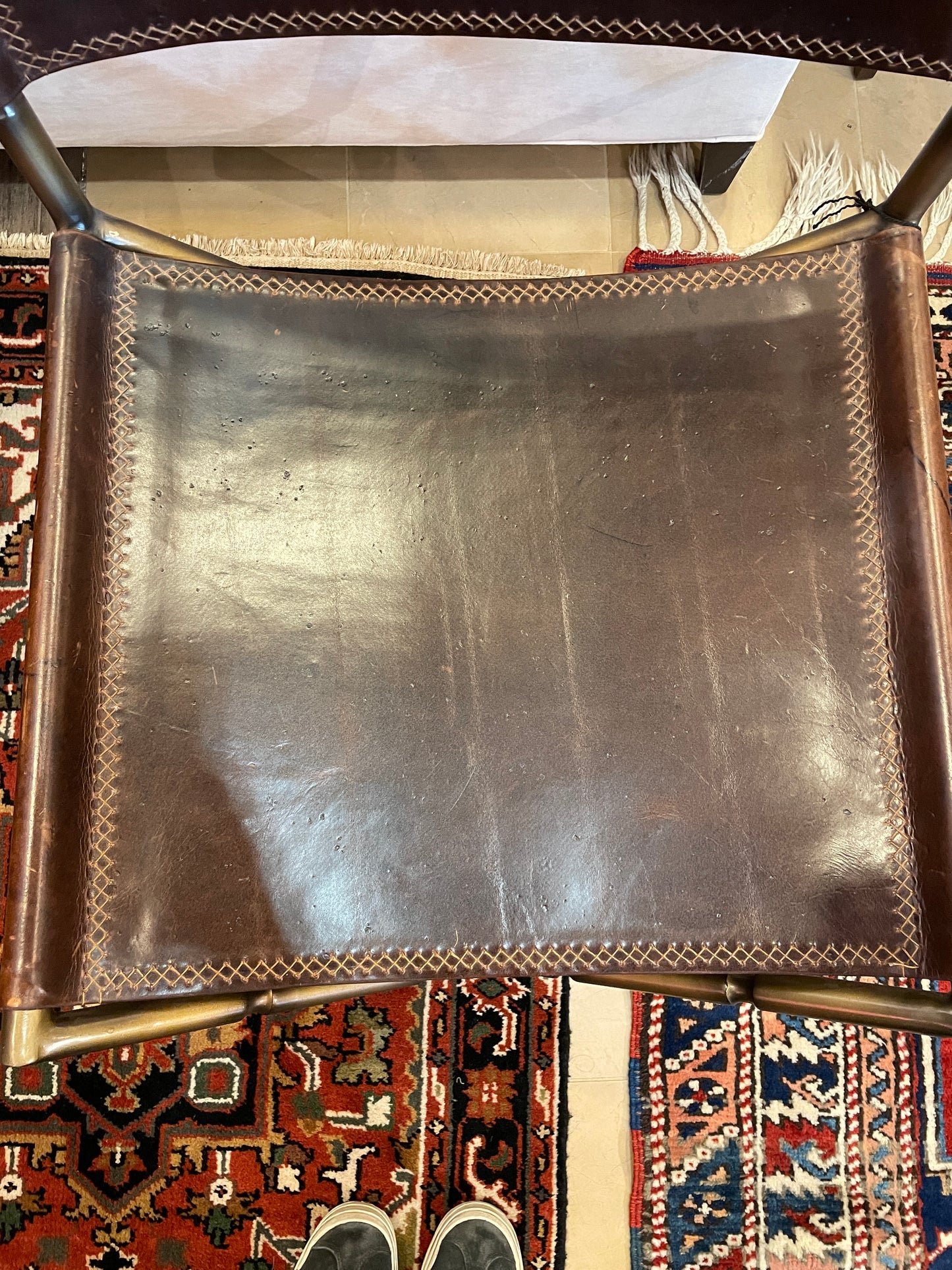 Baker Maguire Bronze and Leather Campaign Side Chair (0F2004) (2 Available)