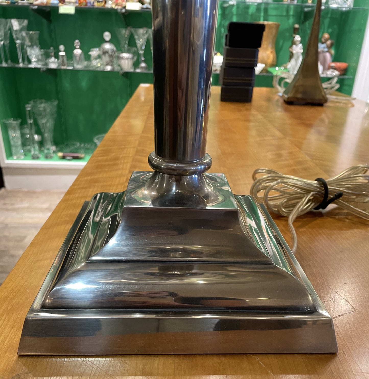 Pair of Chapman Nickel Column Lamps (7K4PPL)