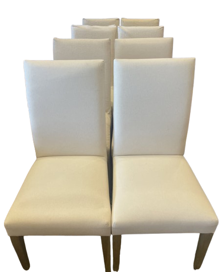 8 Custom Linen Slipcovered Parsons Chairs, AS IS (0A900G)