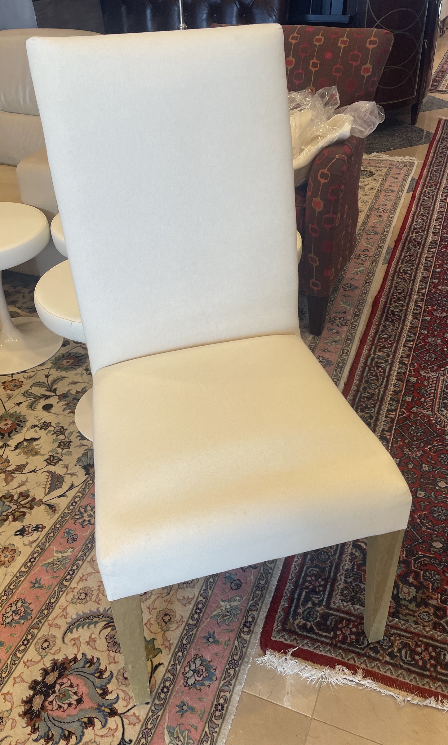8 Custom Linen Slipcovered Parsons Chairs, AS IS (0A900G)