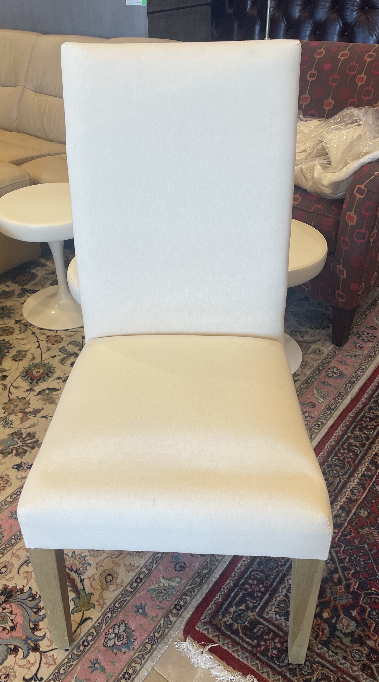 8 Custom Linen Slipcovered Parsons Chairs, AS IS (0A900G)