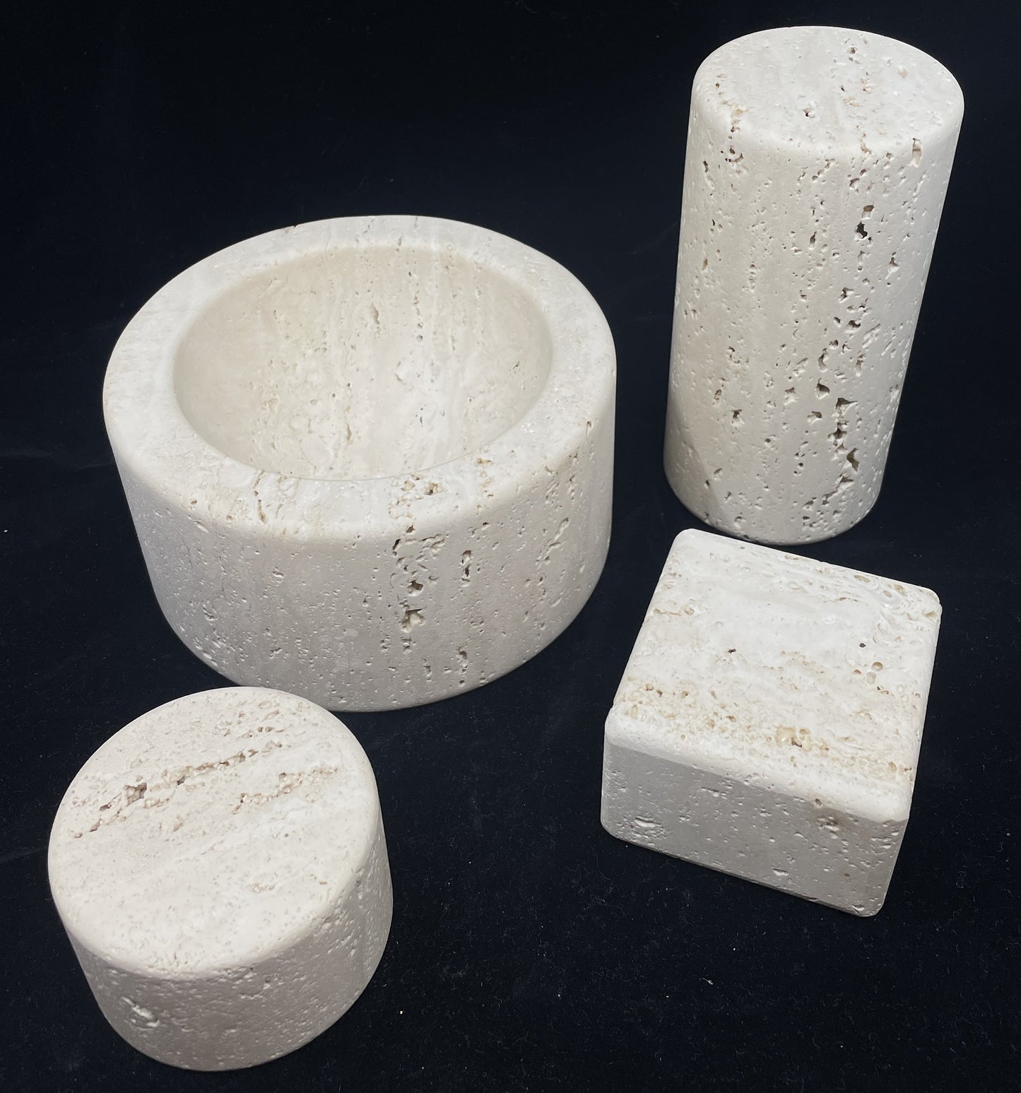 Hugh Acton Travertine Artforms, Megaforms. Set of 4 (08E015)