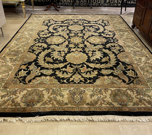 Hand Knotted/Loomed Green and Black Rug (11.6x8.9) (0BP001)