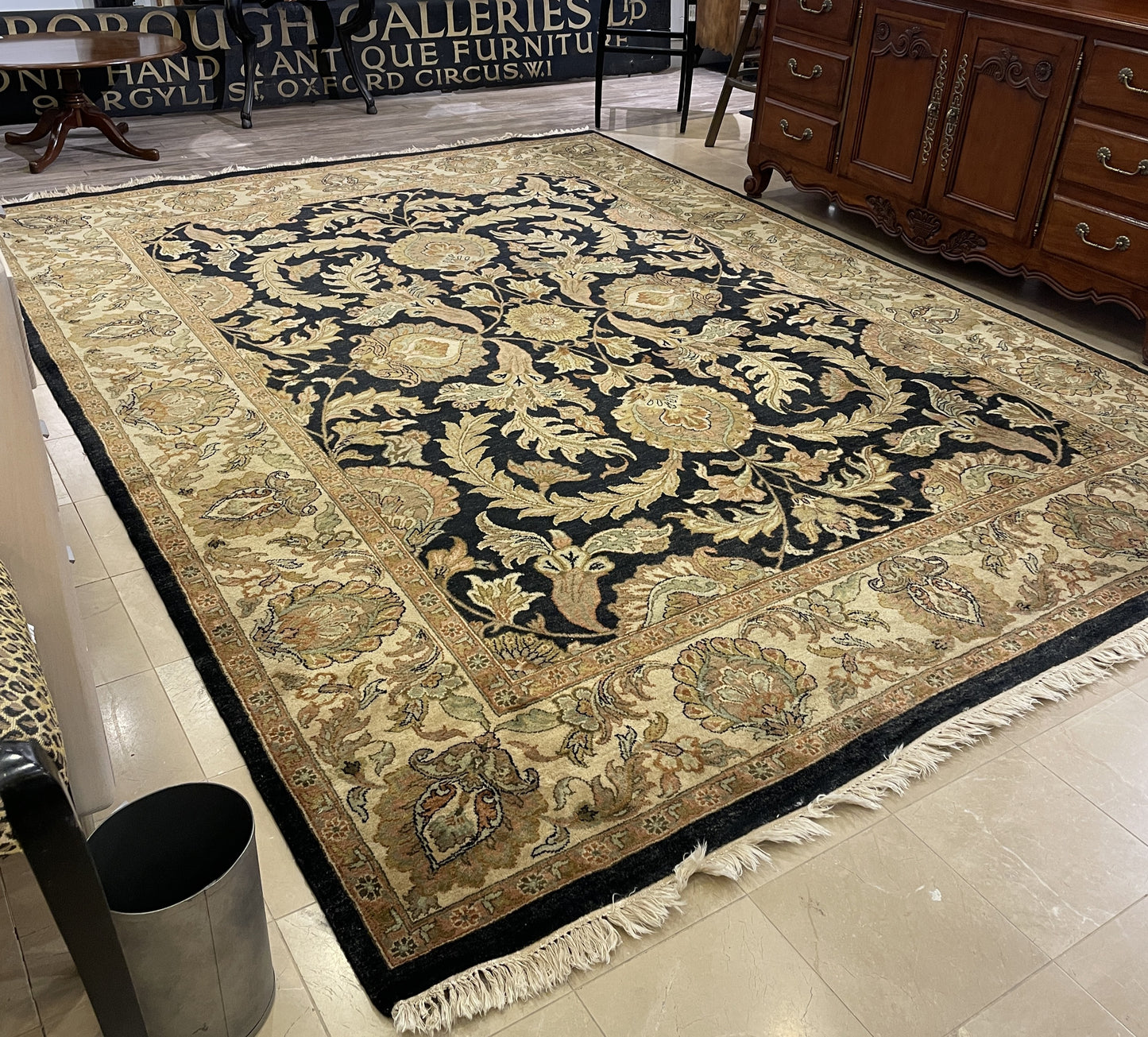 Hand Knotted/Loomed Green and Black Rug (11.6x8.9) (0BP001)