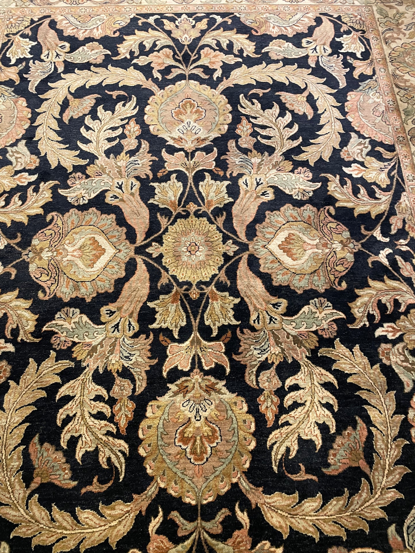 Hand Knotted/Loomed Green and Black Rug (11.6x8.9) (0BP001)