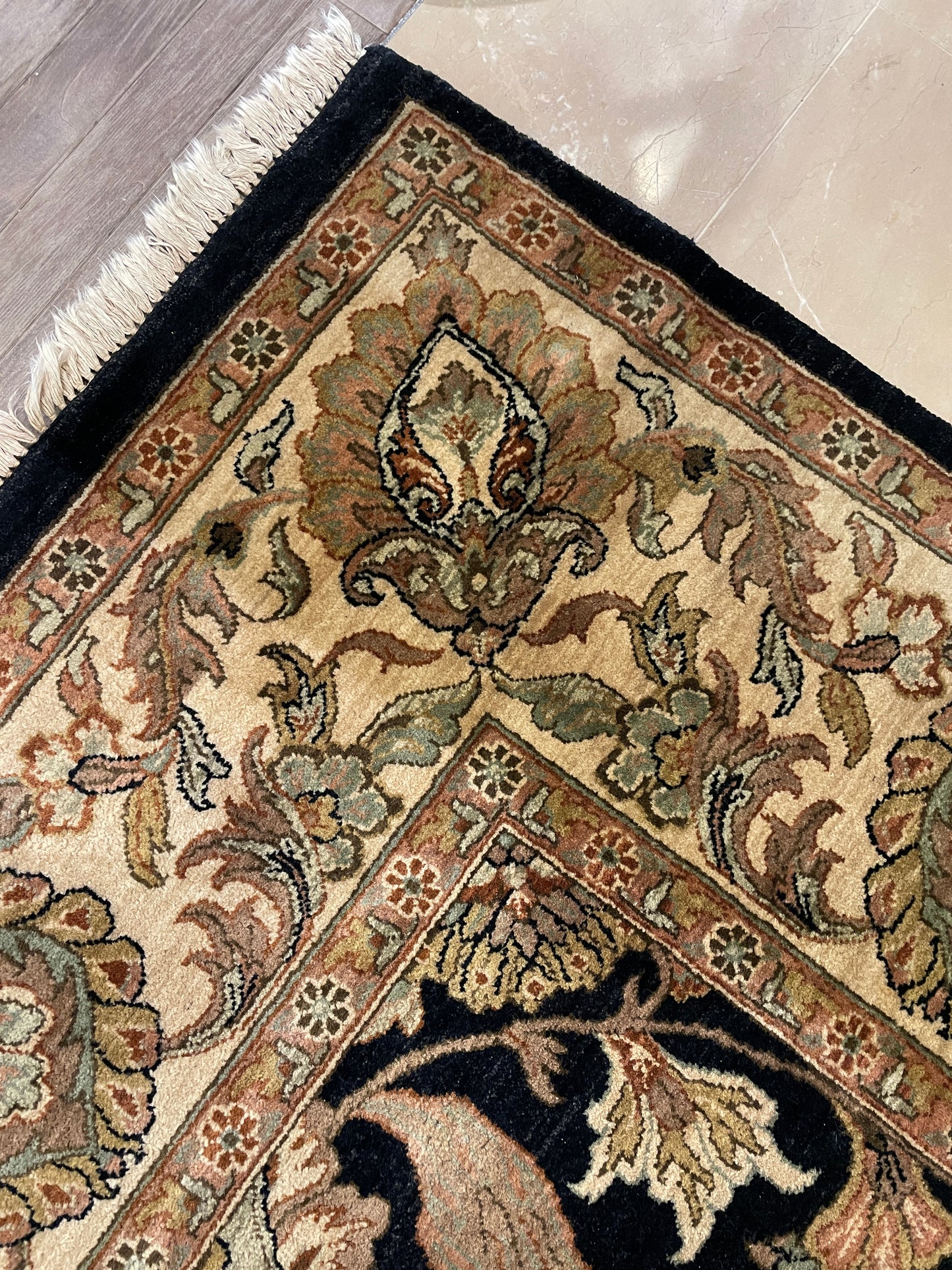 Hand Knotted/Loomed Green and Black Rug (11.6x8.9) (0BP001)