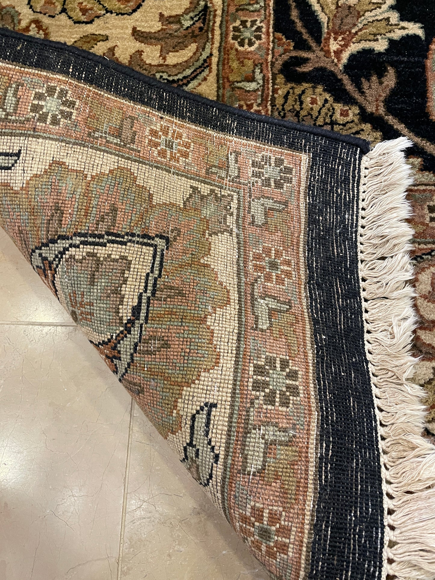 Hand Knotted/Loomed Green and Black Rug (11.6x8.9) (0BP001)