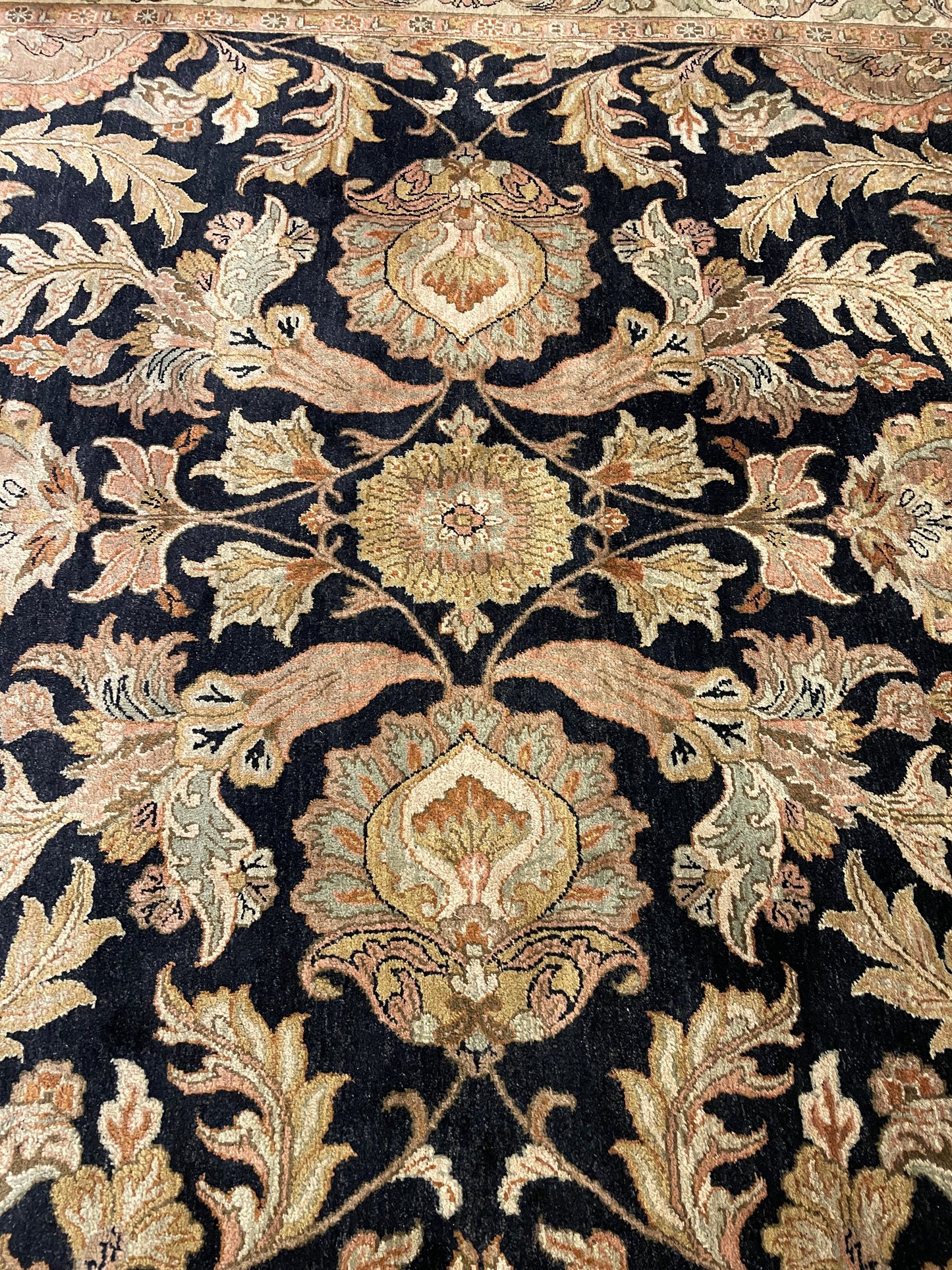 Hand Knotted/Loomed Green and Black Rug (11.6x8.9) (0BP001)