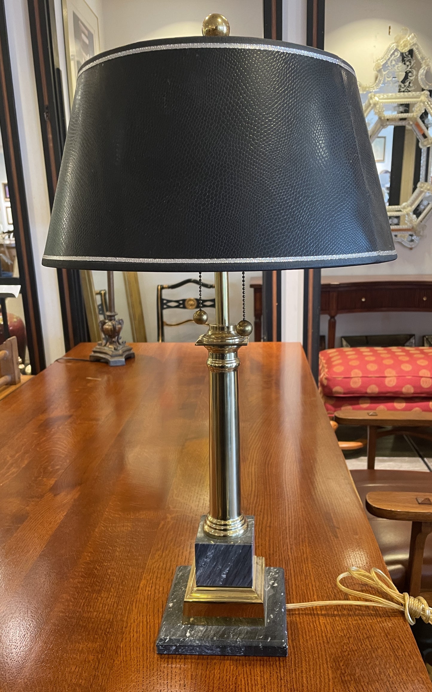 Regency Style Brass and Faux Marble Lamp (0F8005)